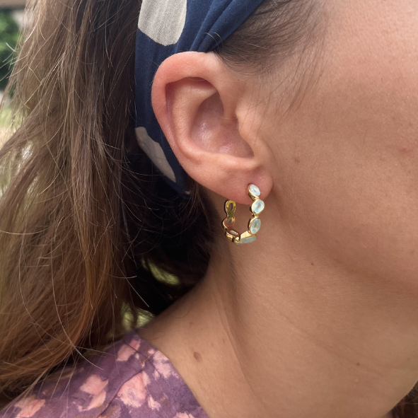 Créoles indiennes topazes bleues